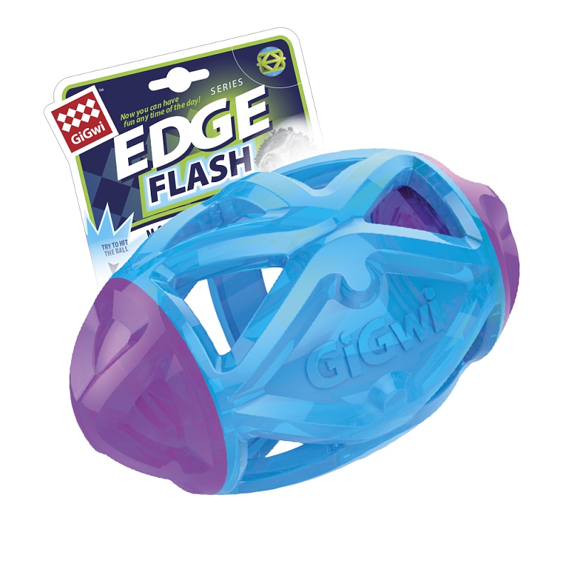 Апорт для собак GiGwi Регби мяч светящийся, синий, фиолетовый, длина 15 см