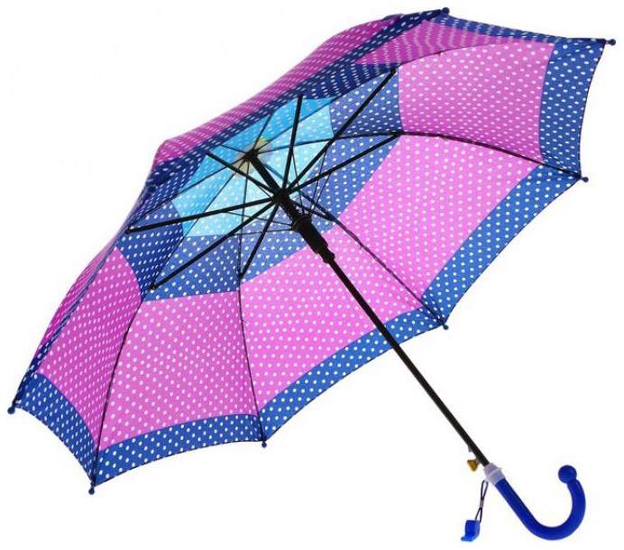 Характеристики зонтика. ГТ: зонт детский "горошек" 45см со свистком (арт.um45-PRBW)(249980). Зонт-трость детский. Зонт цветной. Зонт детский трость горох.