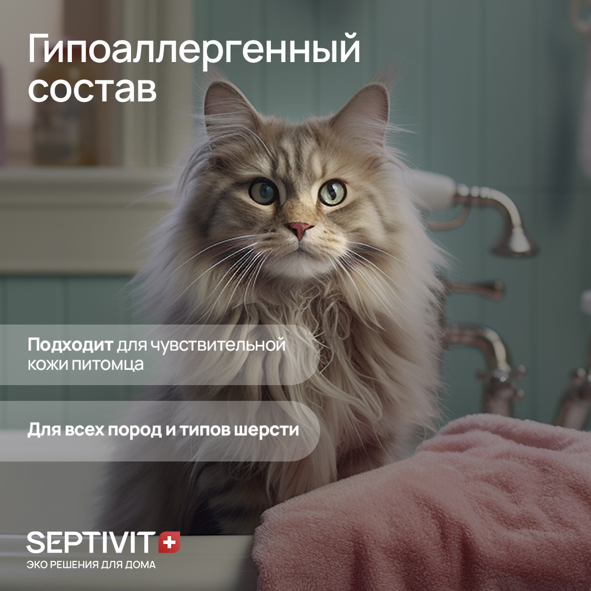 Купить шампунь для кошек Septivit Premium, 1 л, цены на Мегамаркет |  Артикул: 600013113415