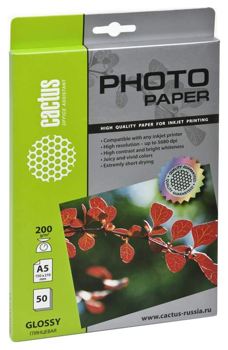 Фотобумага для принтера Cactus CS-GA520050 Standart Белый 50 листов