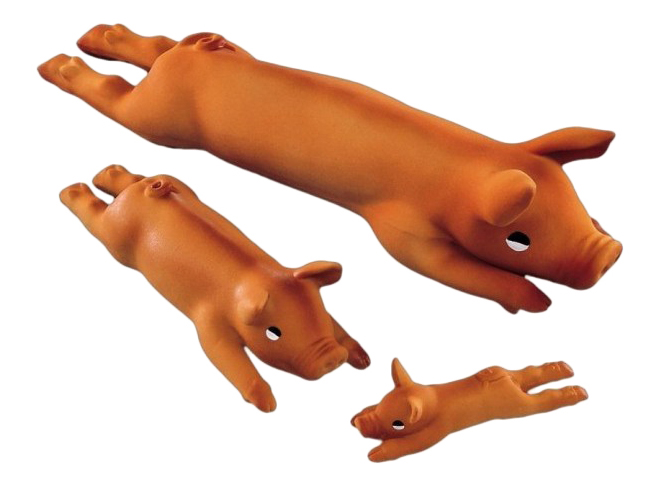 Жевательная игрушка для собак Nobby ПОРОСЕНОК с пищалкой, коричневый, длина 14 см