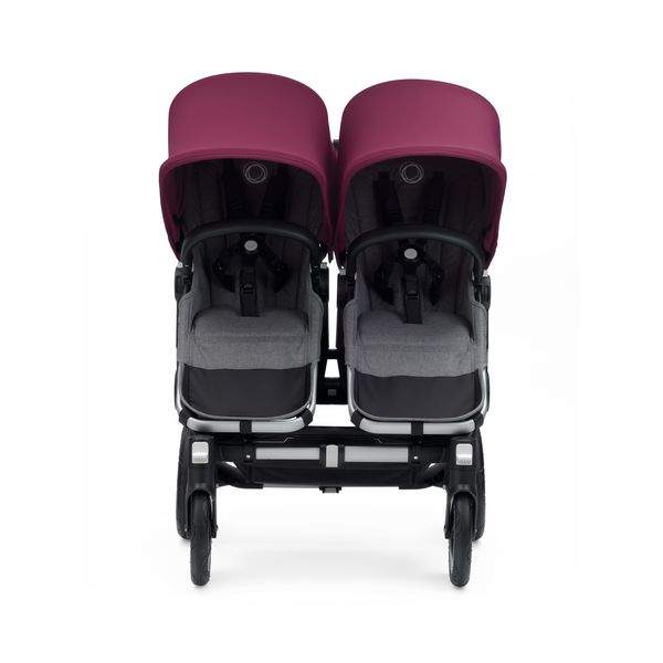 Bugaboo Donkey 2 Twin complete alu grey melange ruby red