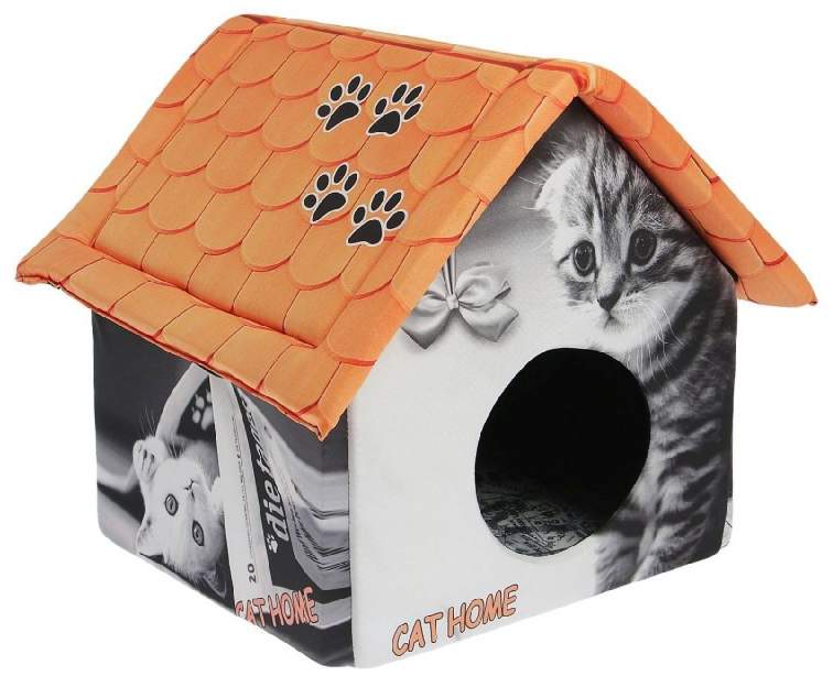 Домик для кошек и собак PerseiLine Дизайн Кошка с газетой, разноцветный, 33x33x40см