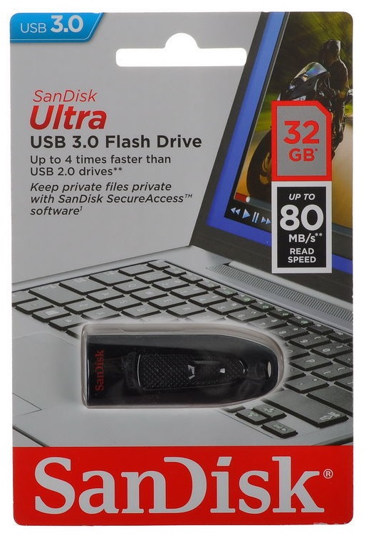 Флешка SanDisk Cruzer Ultra 32ГБ Black (SDCZ48-032G-U46), купить в ...