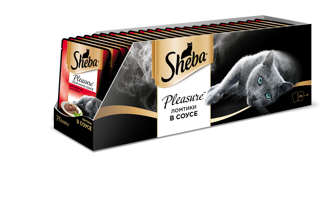Влажный корм для кошек Sheba Pleasure ломтики из говядины и ягненка в соусе, 85г