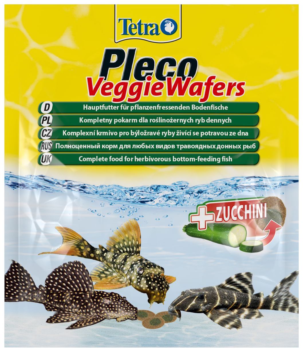 Корм для донных рыб Tetra Pleco Veggie Waffers, с цуккини, палочки, 15 г