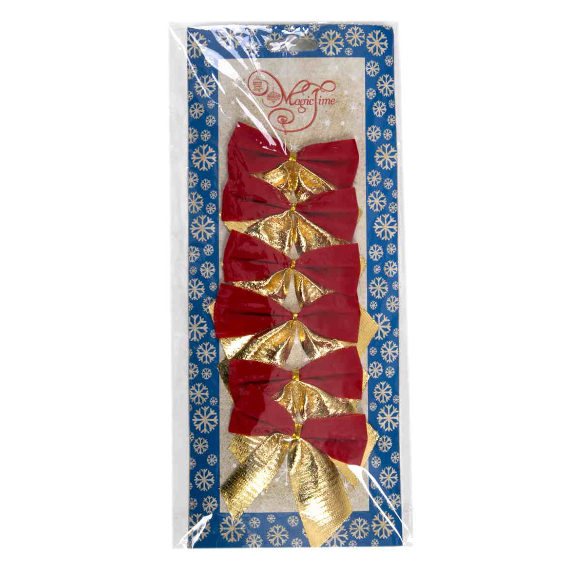 Бант декоративный Феникс Present красный с золотой подвязкой 6 шт 8x8 см
