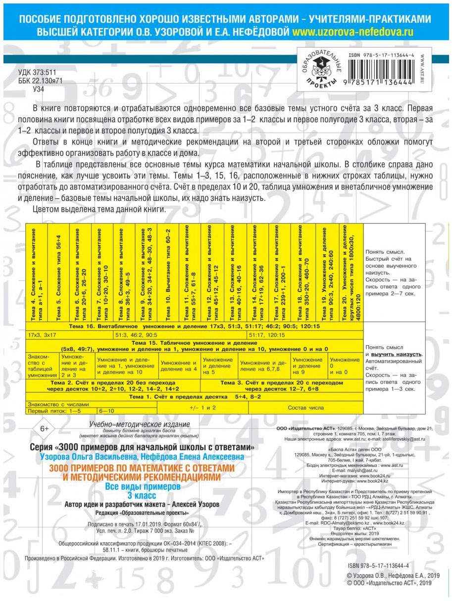 Узорова. 3000 Новых примеров по Математике. все Виды примеров С Ответами и  Метод. Рек. 3 к - купить в Москве, цены на Мегамаркет | 100025488955