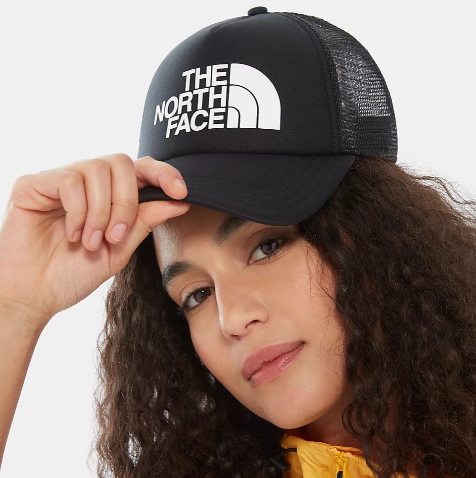 The north face logo trucker best sale cap