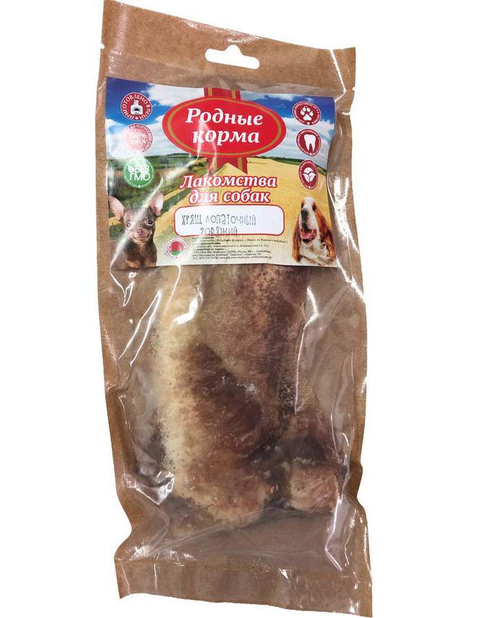 Лакомство для собак Родные корма, хрящ лопаточный говяжий сушеный в дровяной печи, 70г