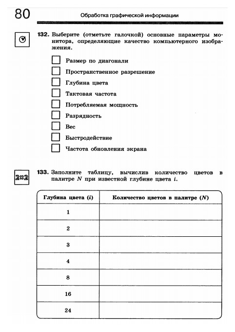 Отметьте галочкой основные параметры монитора определяющие качество компьютерного изображения