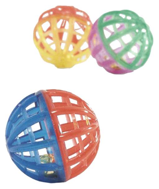 Мяч-погремушка для кошек Beeztees сетчатый пластик, разноцветный, 4 см