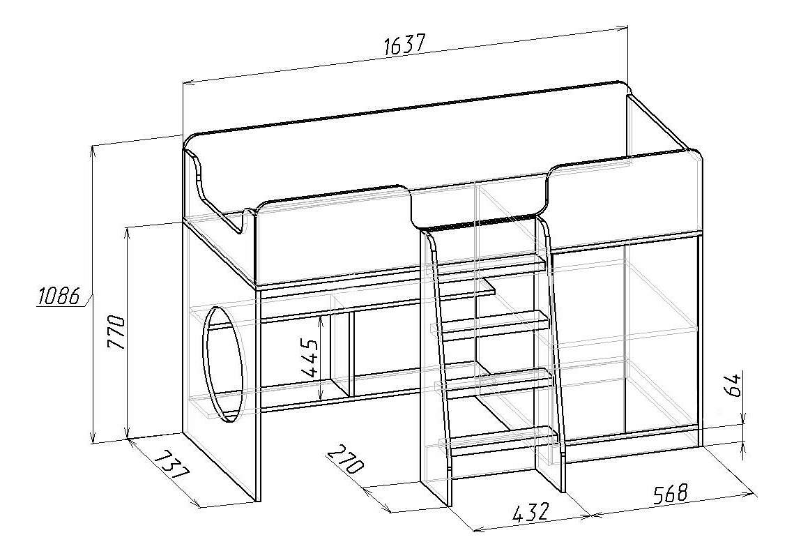 Кровать чердак Астра чертеж