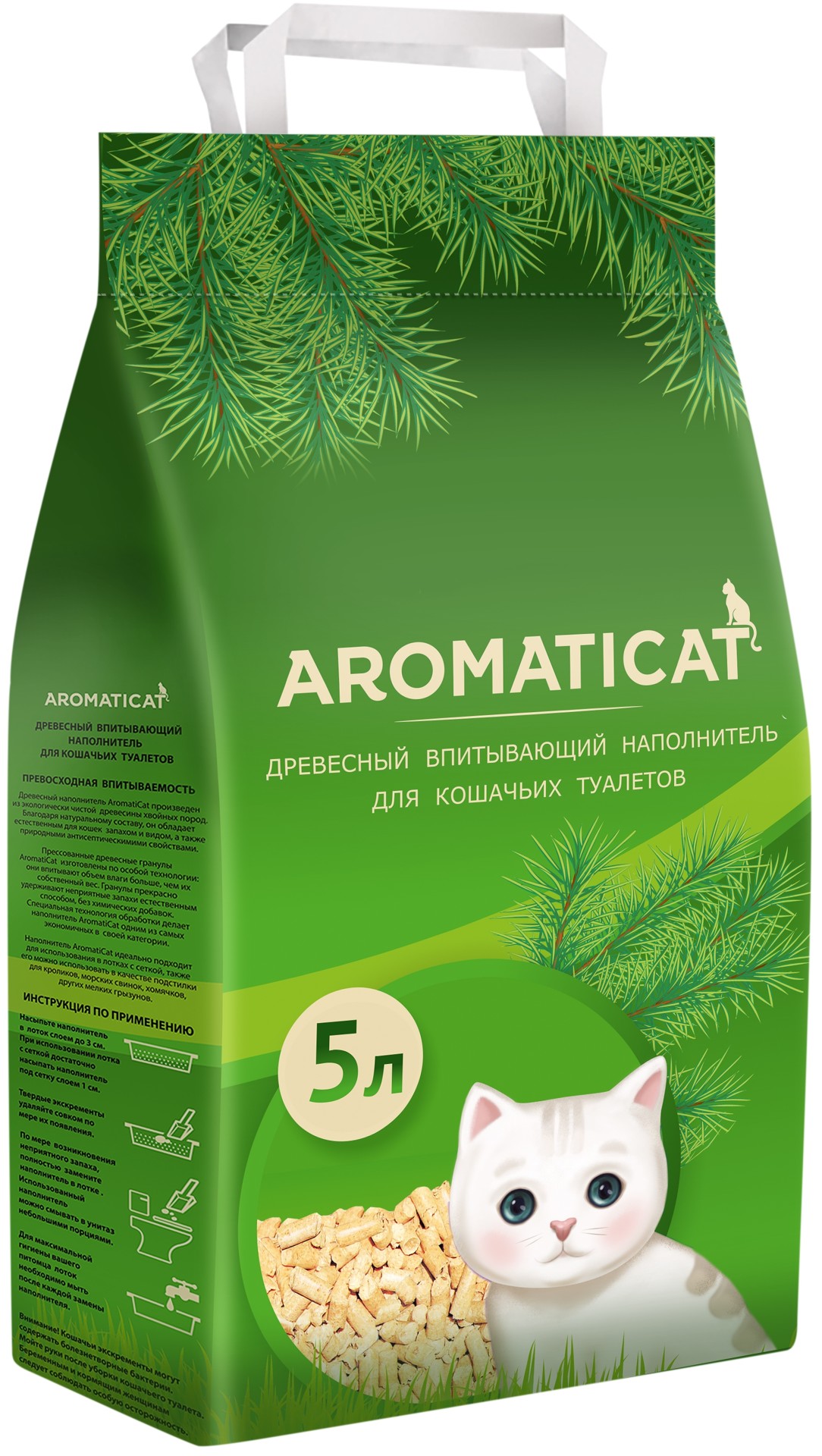 Наполнитель Aromaticat впитывающий, древесный, 3 кг, 5 л