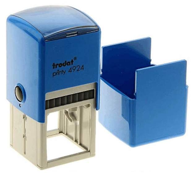 Оснастка для печати Trodat Printy 4924 Cover. Поле: 40х40 мм. Цвет корпуса: синий.