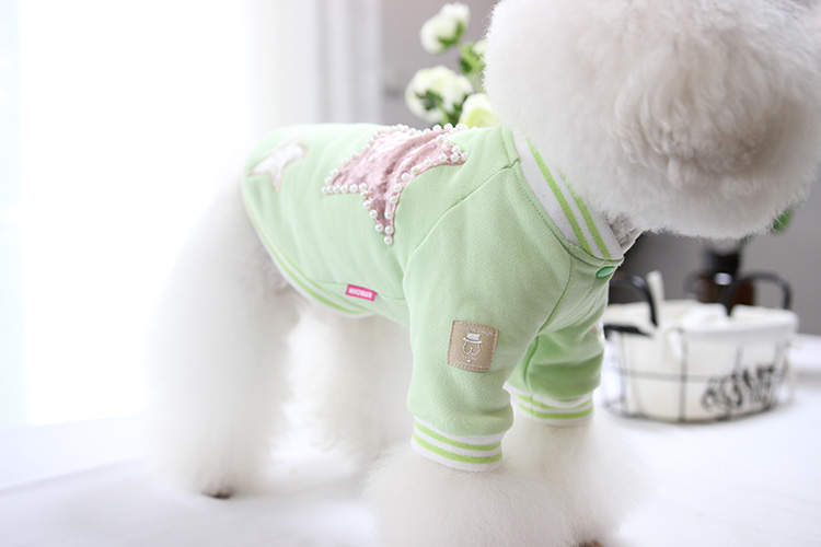 Свитшот для собак и кошек Nicovaer Звезда, с жемчугом, зеленый, XL