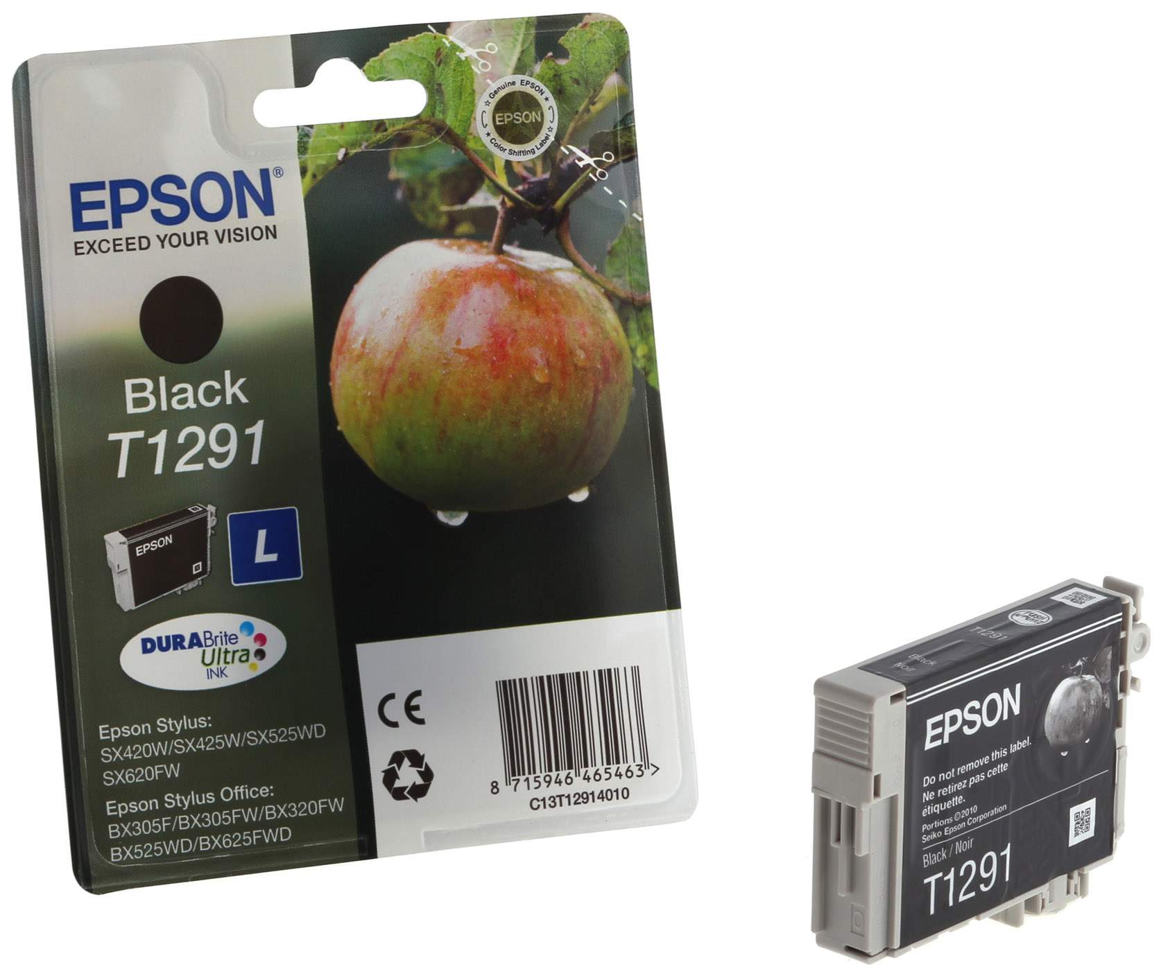Картридж для струйного принтера Epson T1291 (C13T12914012) черный, оригинал