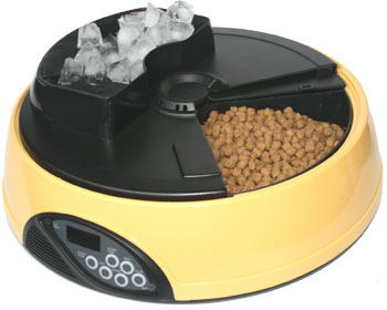 Автокормушка для кошек и собак Feed-Ex PF1, жк дисплей, с таймером, желтая, 2 л