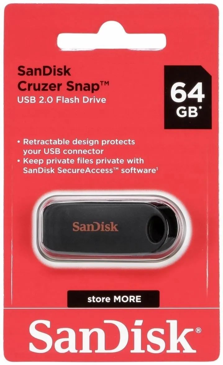  SanDisk 64GB Cruzer Snap SDCZ62-064G-G35 USB 2.0 Flash Drive