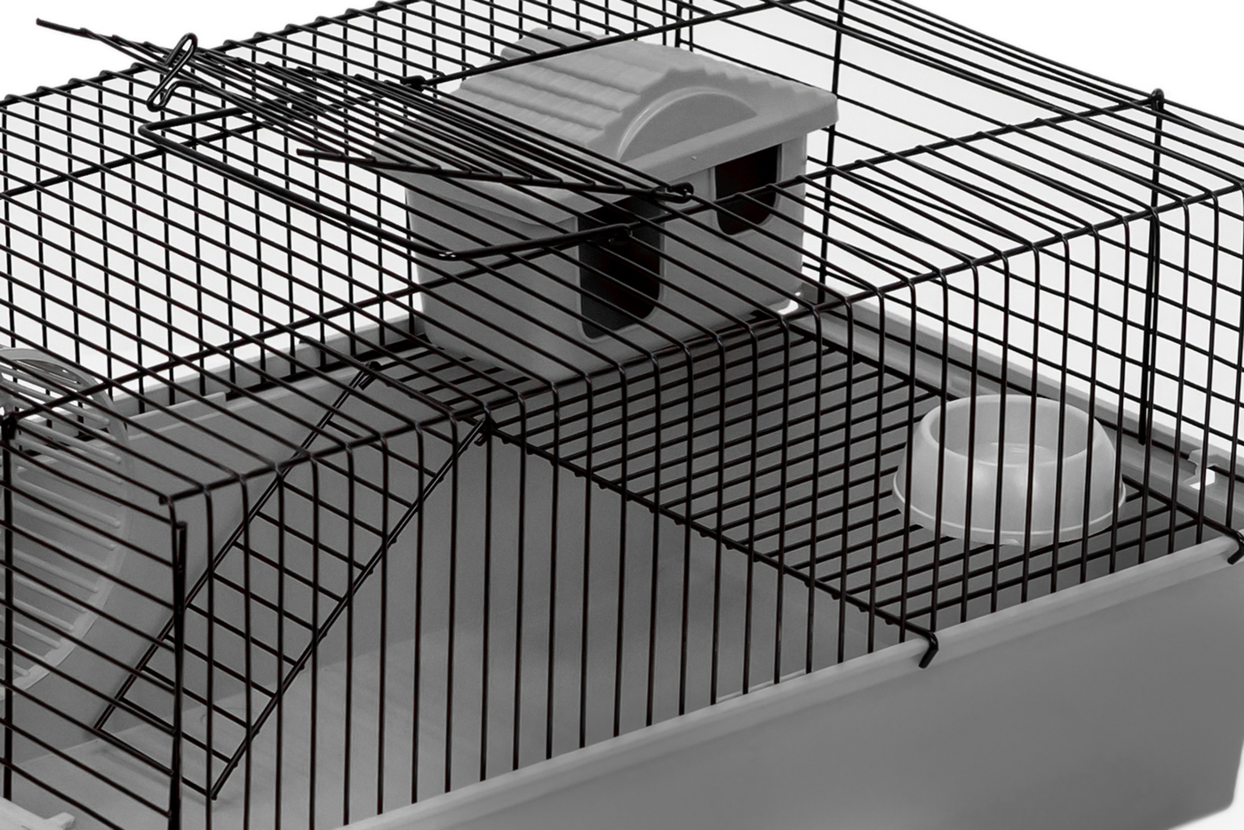 Клетка для грызунов PetTails, 1 этаж с наполнением 37*26*h18 см серый, черный