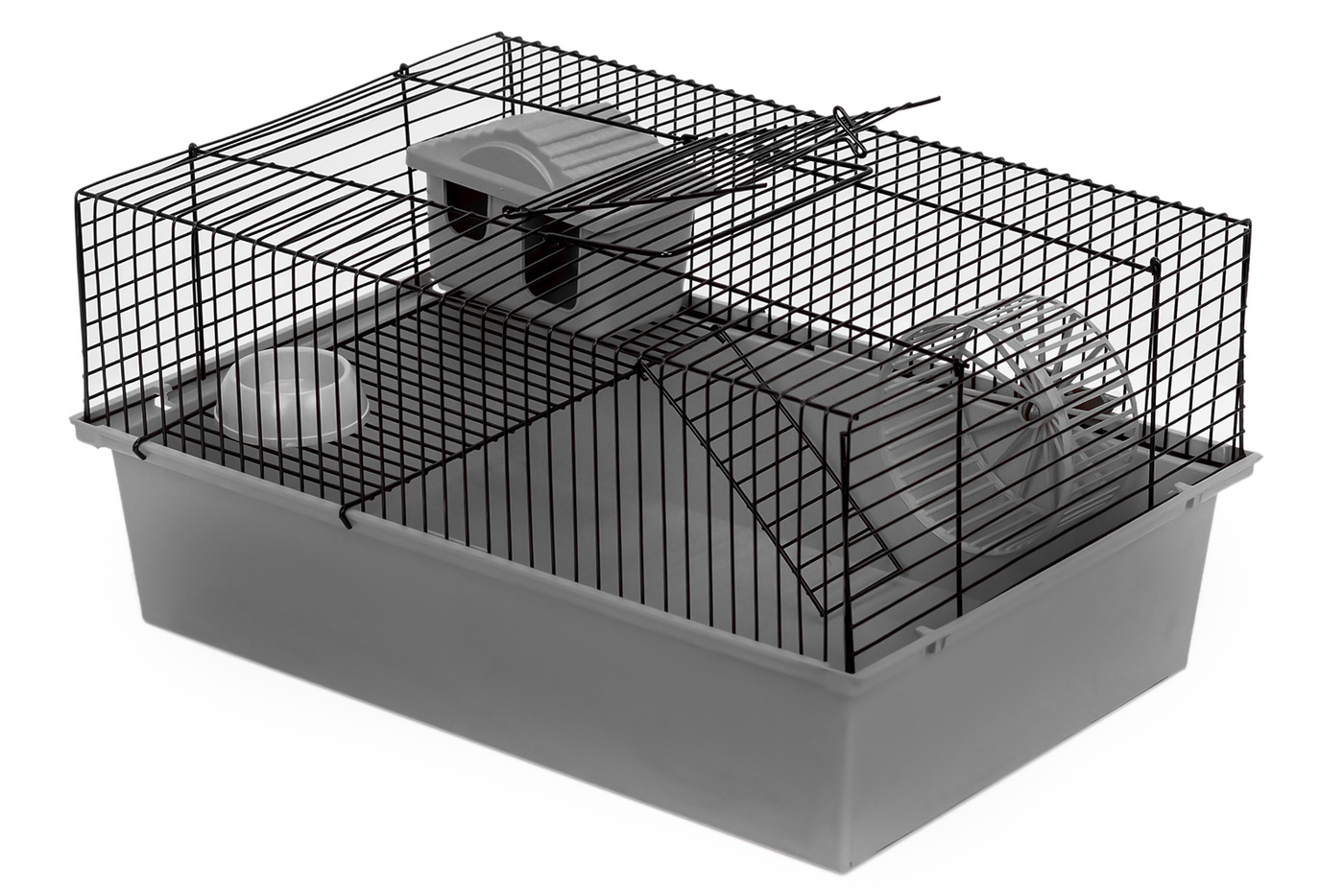 Клетка для грызунов PetTails, 1 этаж с наполнением 37*26*h18 см серый, черный