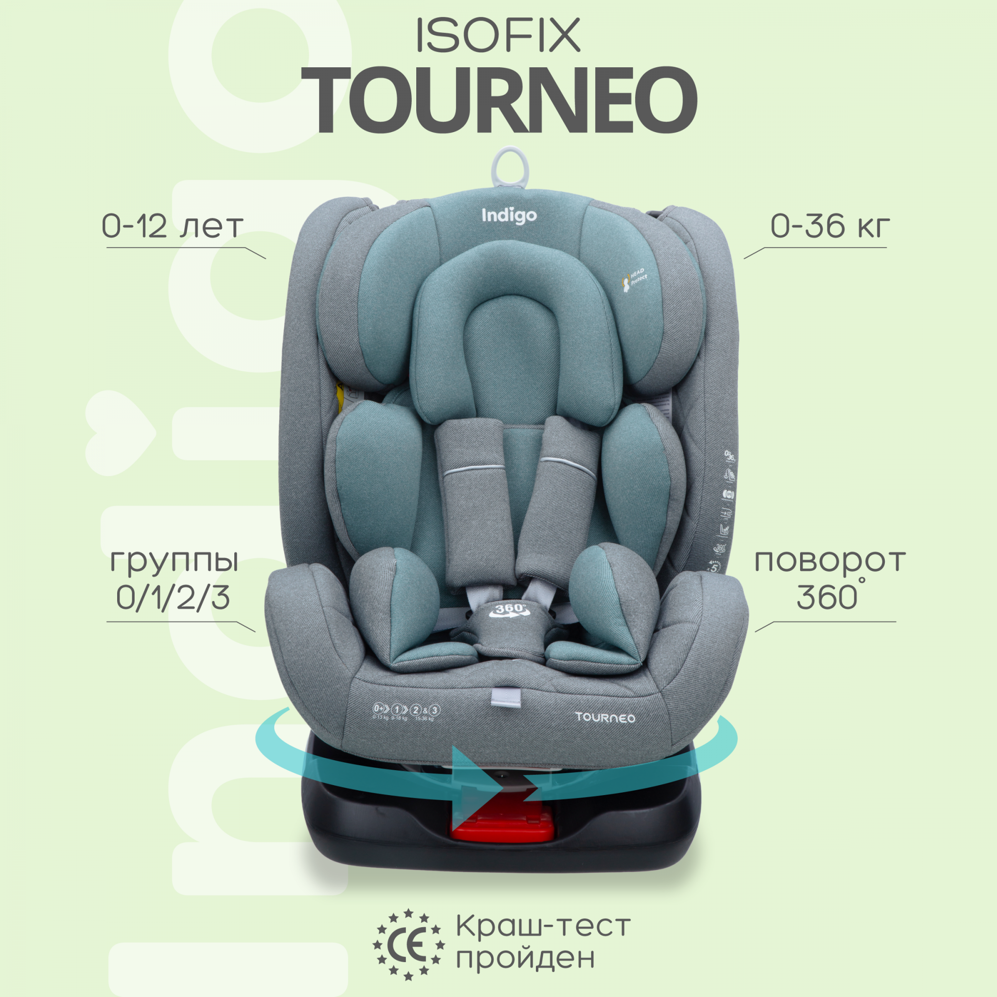 <b>детское</b> автокресло Tourneo с поворотной базой, креплением ISOFIX и Top Teth...