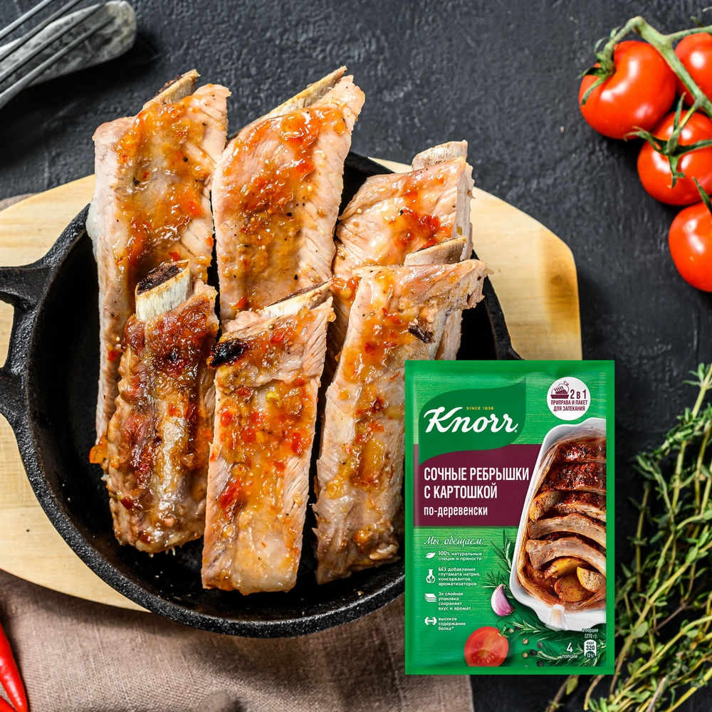 Купить приправа Knorr на второе сочные ребрышки с картошкой по-деревенски  23 г, цены на Мегамаркет | Артикул: 100023681711