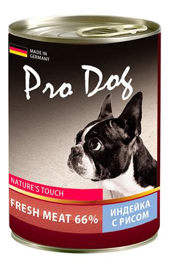 Консервы для собак Pro Dog, рис, индейка, 400г