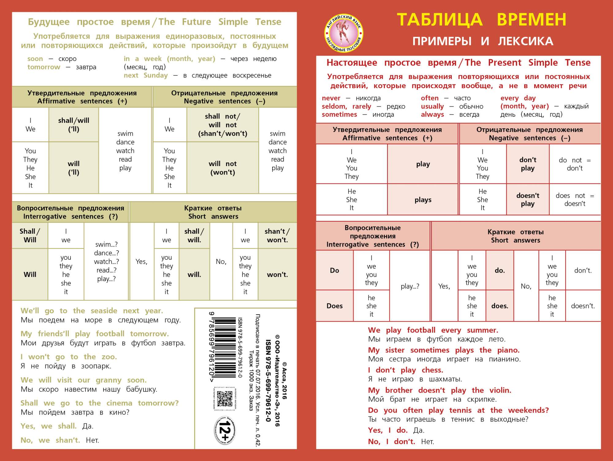 Английский Язык. таблица Времен – купить в Москве, цены в  интернет-магазинах на Мегамаркет