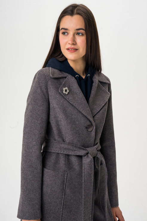 Пальто женское ElectraStyle 3-6040М-289 серое 44 RU