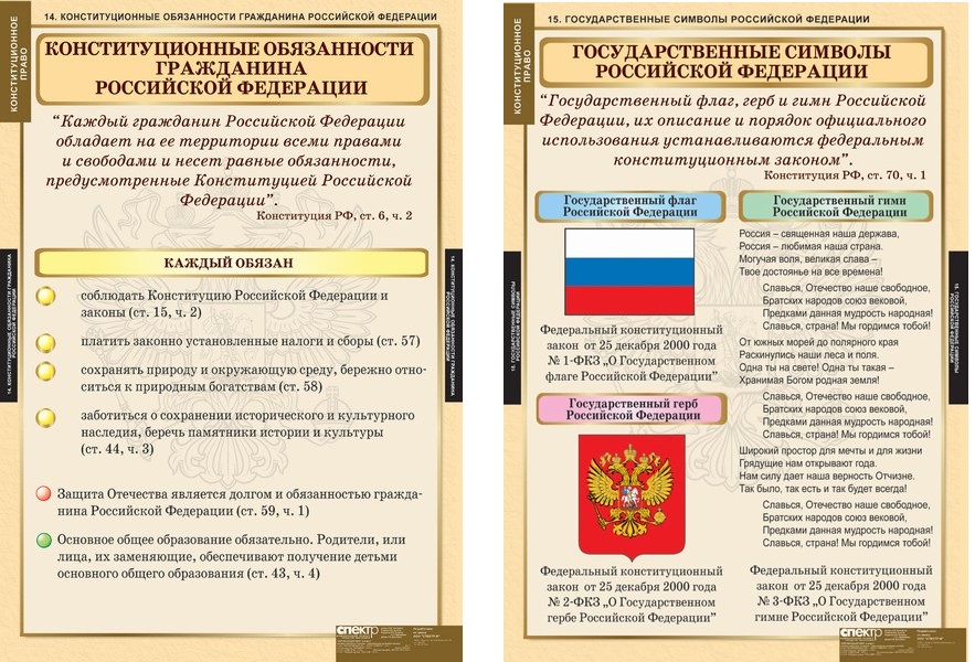 Конституционные обязанности гражданина россии вы знаете. Таблица по конституционному праву.