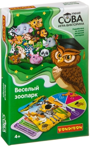 Настольная игра-викторина Bondibon Умная Сова Веселый зоопарк