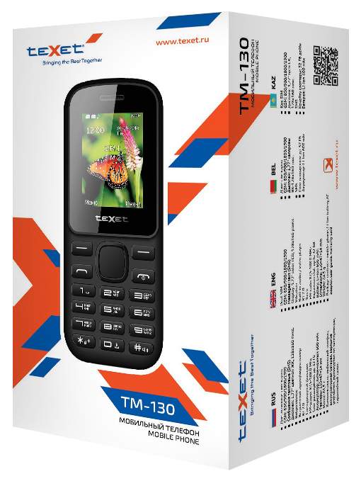 Мобильный телефон teXet TM-130 Black, купить в Москве, цены в интернет ...