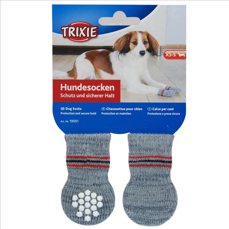 Носки для собак Trixie Dog Socks, нескользящие, серые, XS-S, 2 шт.