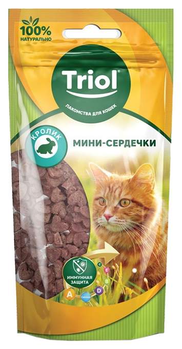 Лакомство для кошек Triol Мини-сердечки фигурки, кролик, 40 г