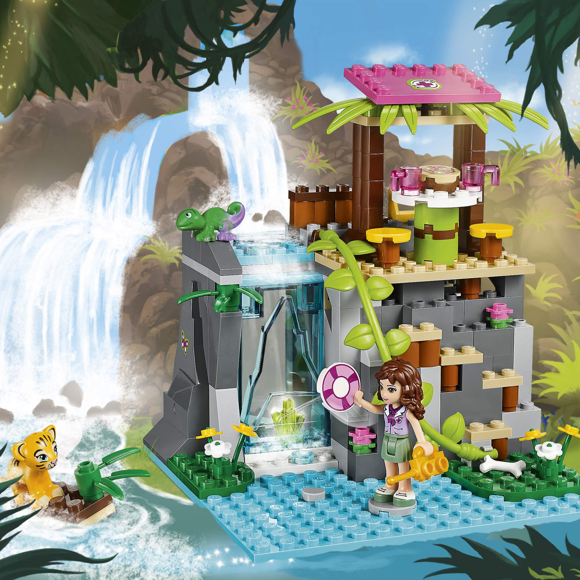 Купить конструктор LEGO Friends Джунгли: Спасение тиргёнка у водопада  (41033), цены на Мегамаркет | Артикул: 100000075962