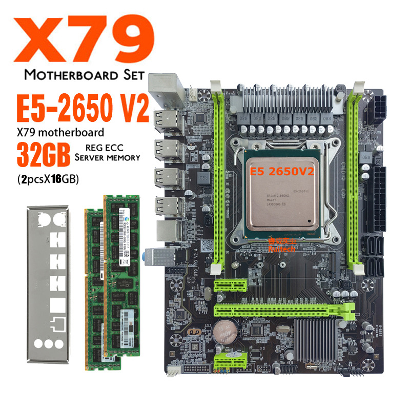 Комплект No Brand X79 intel 2650v2 8 ядер 16потоков 32Гб DDR4 + кольцо - купить в Москве, цены на Мегамаркет