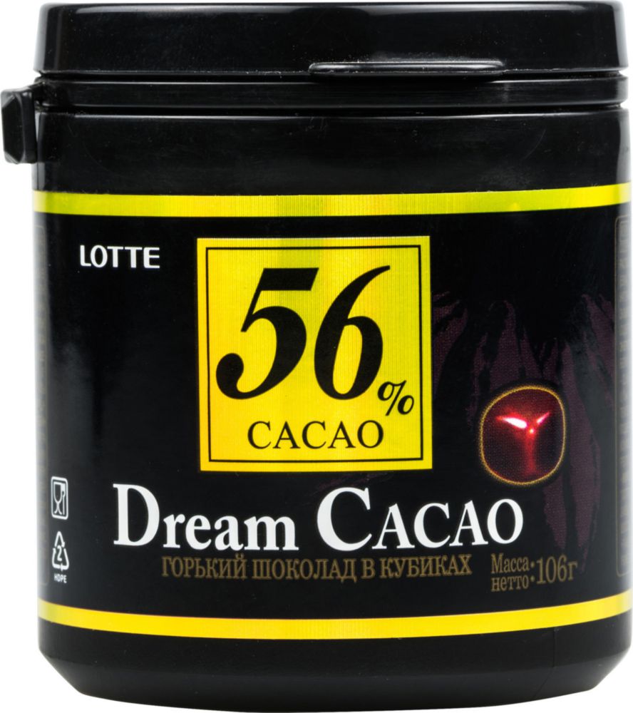 Шоколад горький Lotte dream cacao 56% в кубиках 106 г