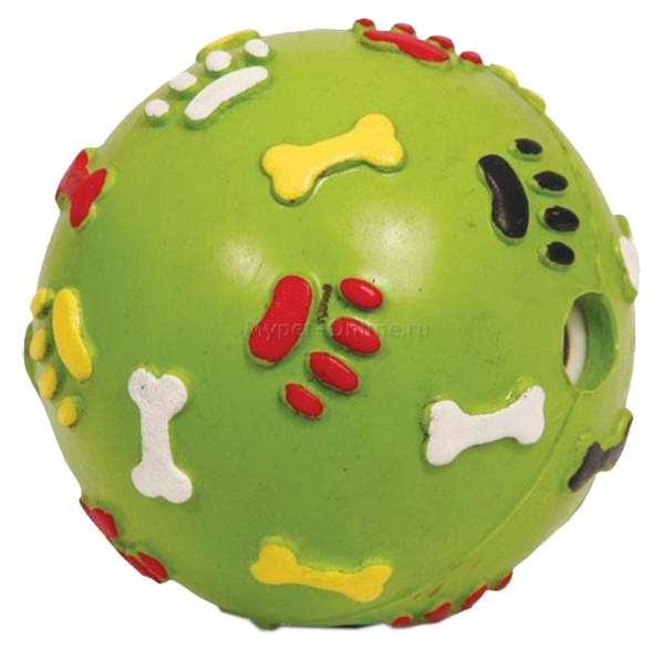 Игрушка-пищалка для собак Triol Мячс лапками из резины, зеленый, 8,5 см