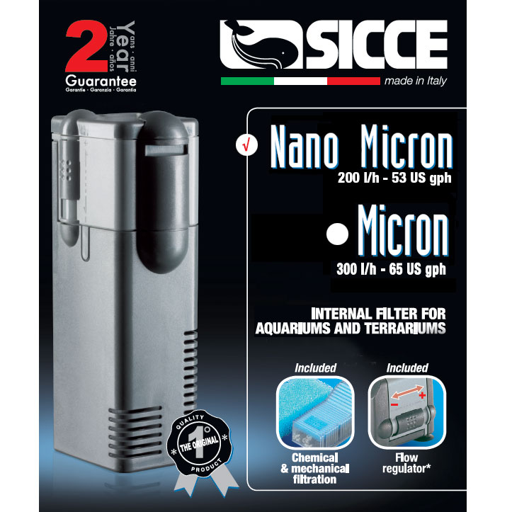 Фильтр для аквариума внутренний SICCE Micron, 300 л/ч, 5 Вт