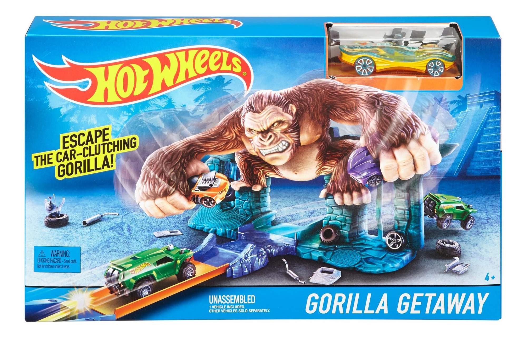 Hot wheels опасный. Трек хот Вилс с гориллой. Hot Wheels трек с гориллой. Трасса хот Вилс горилла. Игровой набор hot Wheels Базовая трасса (средний ценовой сегмент) bgh87 dlg52.