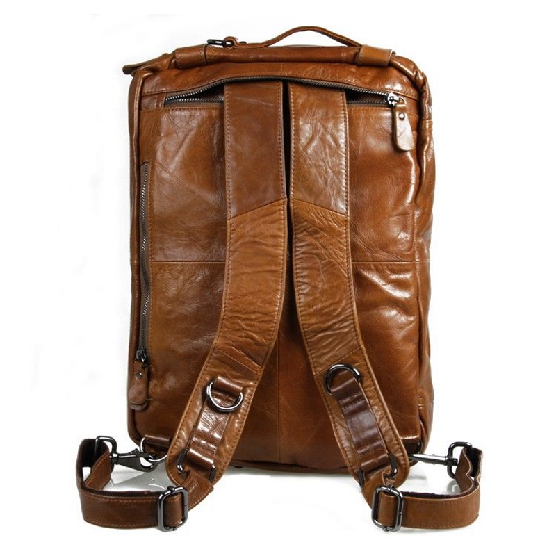 Мужская сумка рюкзак из натуральной кожи "Кошелькофф" светло-коричневая 7014LBN