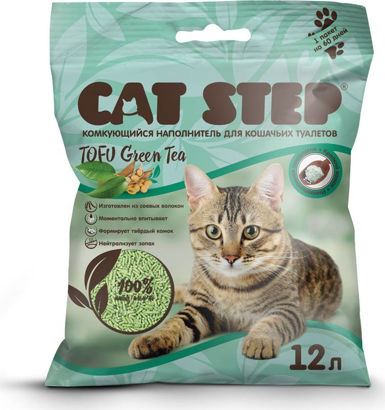 Комкующийся наполнитель Cat Step Tofu Green Tea растительный, 12 л – купить в Москве, цены в интернет-магазинах на Мегамаркет