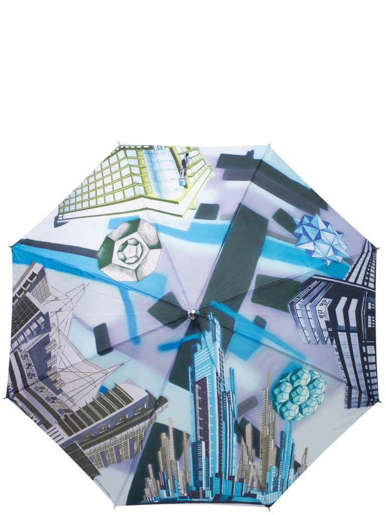 Зонт-трость женский автоматический Eleganzza 01-00029241 голубой/разноцветный