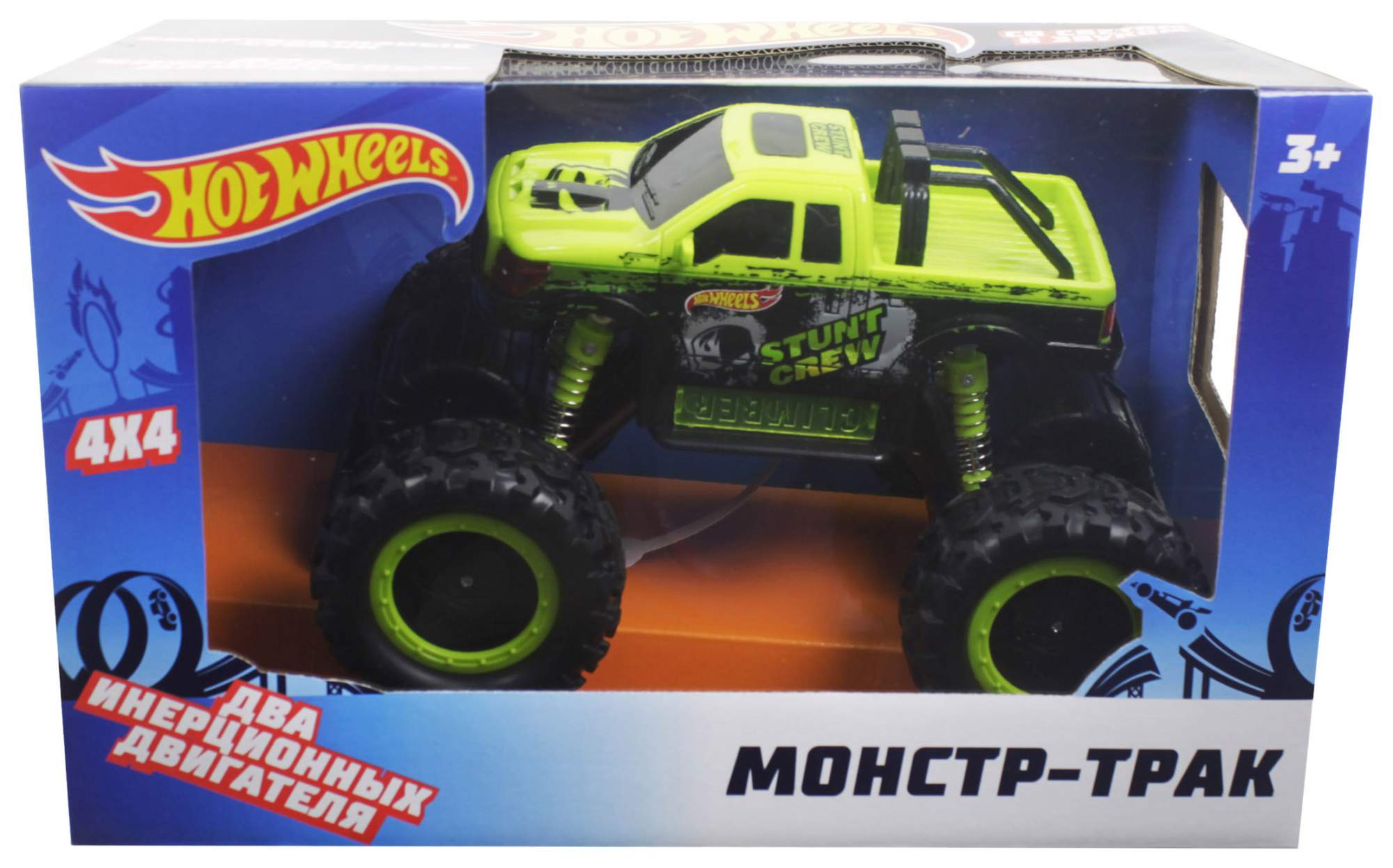 Купить интерактивная игрушка Mattel Hot Wheels монстр-трак фрикционный,  1:16 зеленый, цены на Мегамаркет