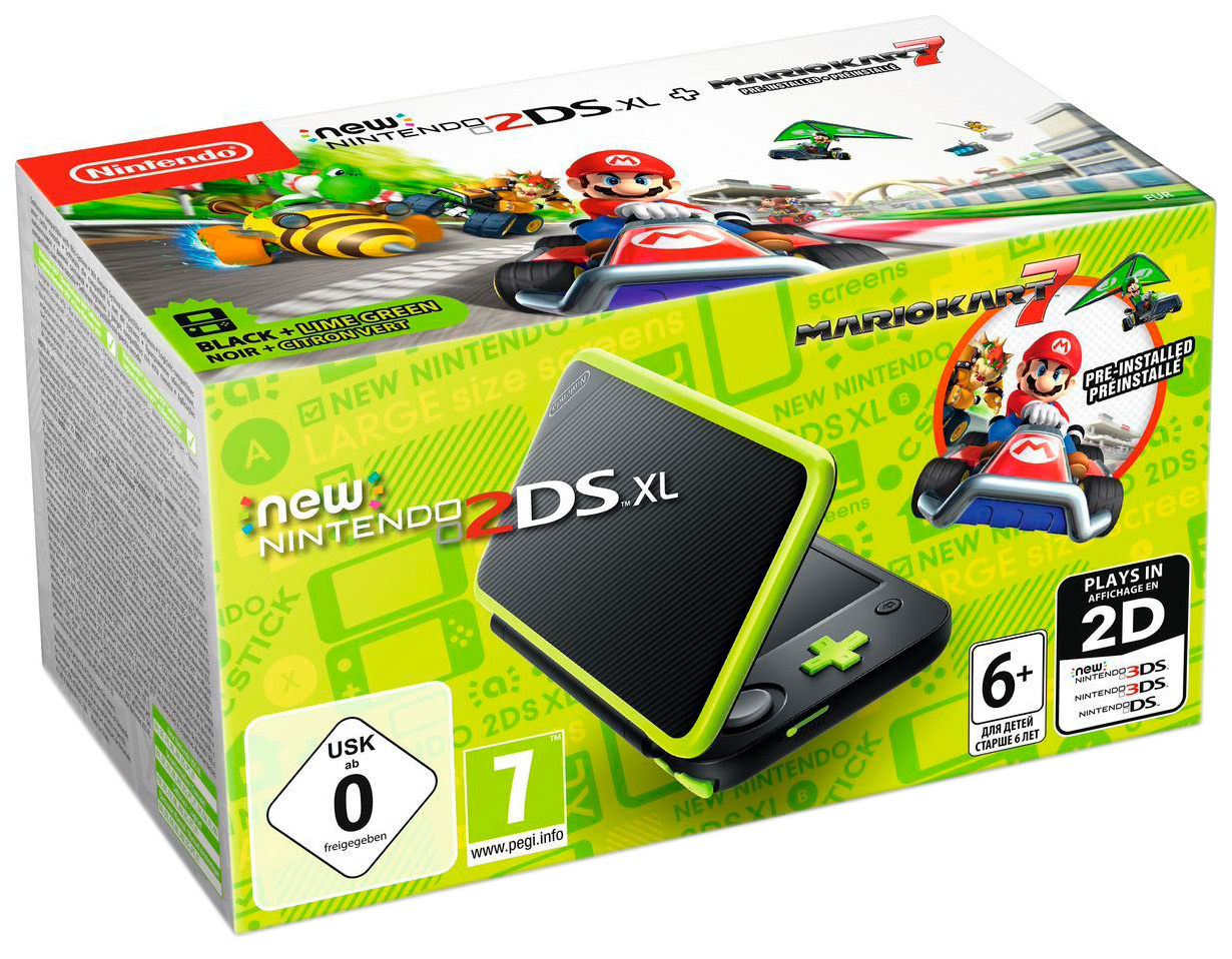 Портативная игровая консоль Nintendo 2DS XL Black +Игра Mario Kart 7 –  купить в Москве, цены в интернет-магазинах на Мегамаркет