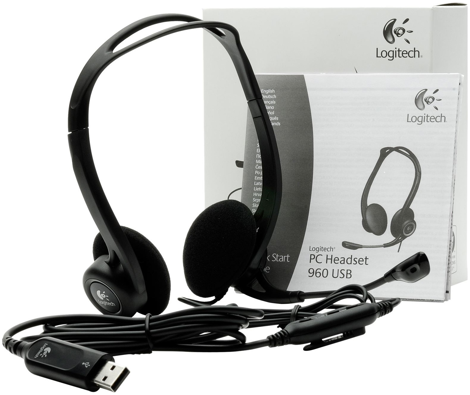 Headset 960. Logitech PC Headset 960. Logitech наушники с микрофоном. USB гарнитура. Наушники с длинным кабелем.