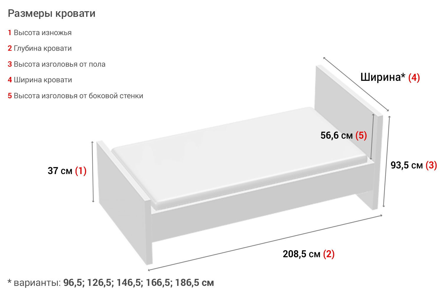 Кровать с подъёмным механизмом Berta 160х200 см