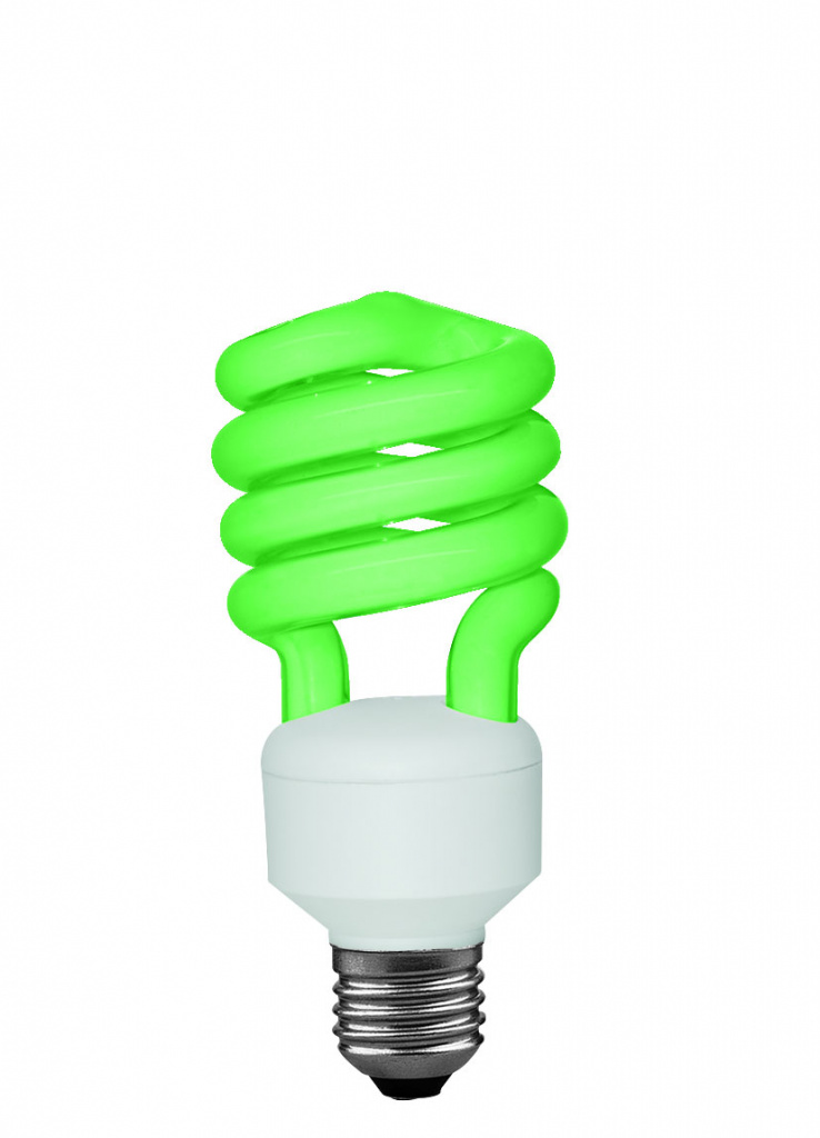 Лампа энергосберегающая Спираль, 15Вт, зеленая Е27 88043