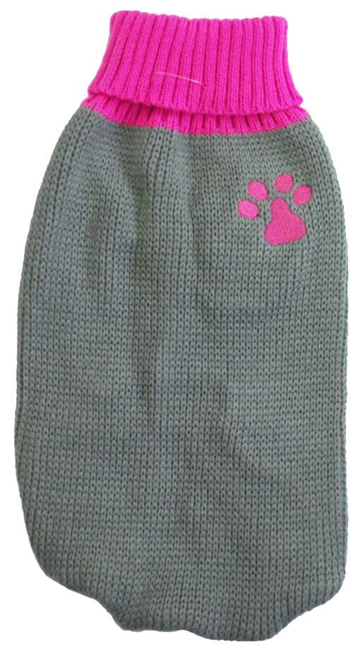 Свитер для собак Уют размер L унисекс, серый, розовый, длина спины 35 см